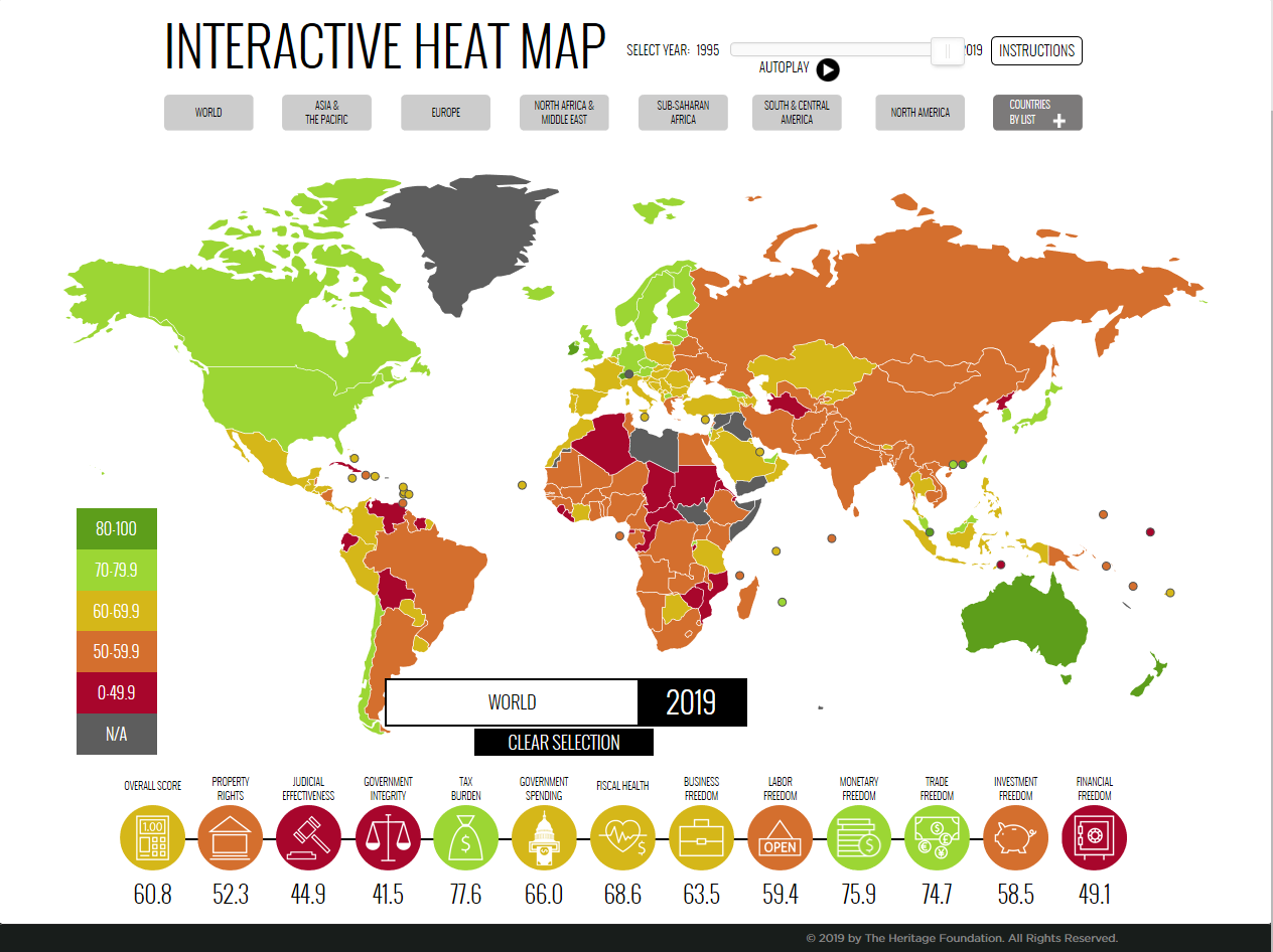 Static Heat Map | 2019 Index of Economic Freedom